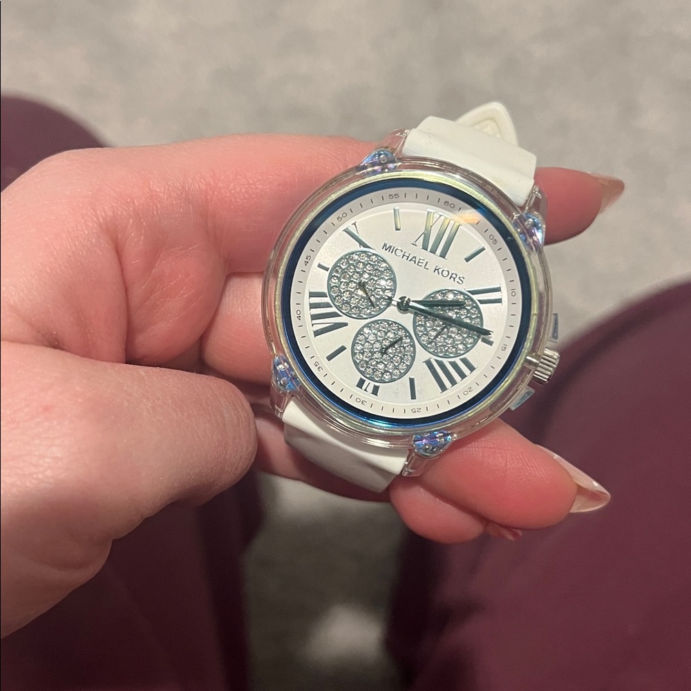 Iridescent Michael Kors white silicone watch